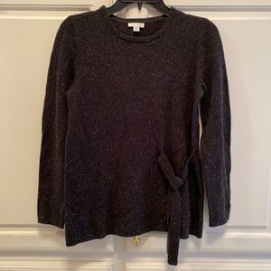 J. Jill Black White Speckled Silk Blend Tie Waist Sweater Women’s Size XSP